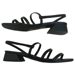 Greatonu Black Strappy Block Heel Sandal Size 8